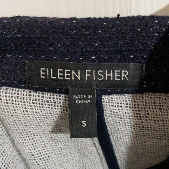 Eileen Fisher Navy Blue Linen Blend Jacket Sz S - Picture 9 of 12